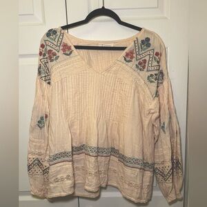 Anthropologie Long Sleeved Embroidered Shirt